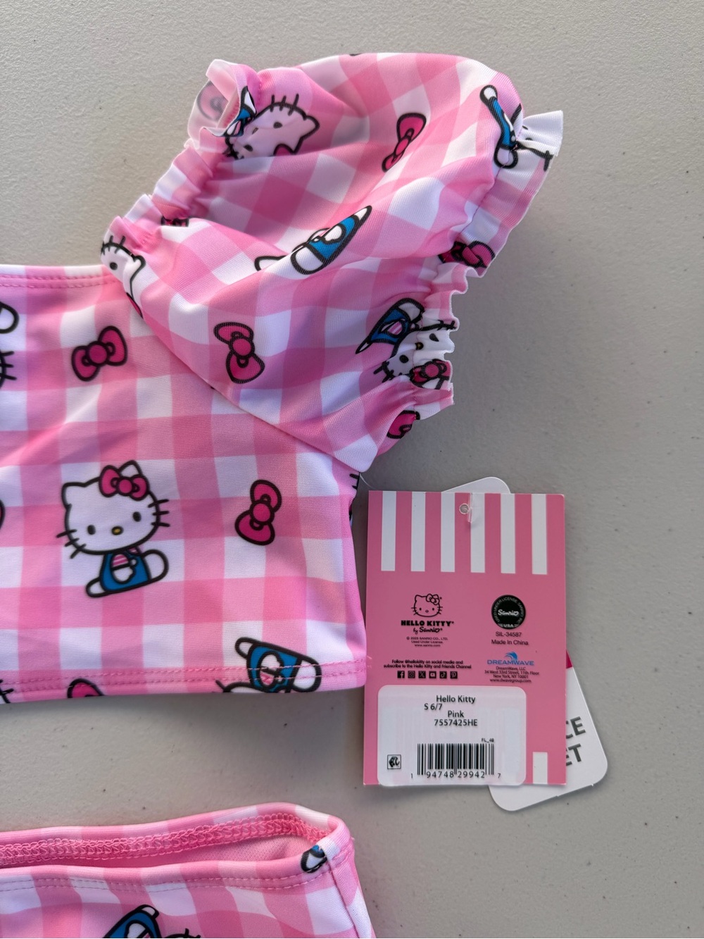Hello Kitty Pink Gingham Ruffle Two-Piece - Picture 2 of 3